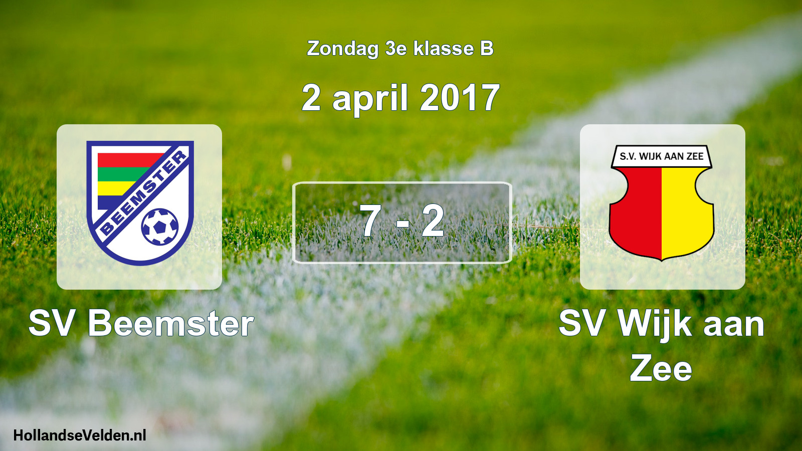 Total number of matches played: SV Beemster - SV Wijk aan Zee 7 - 2 (2 April 2017)