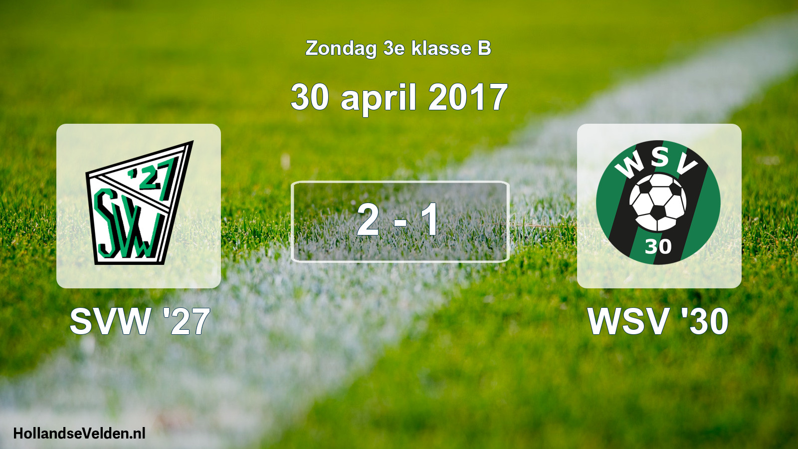 Total number of matches played: SVW '27 - WSV '30 2 - 1 (30 April 2017)