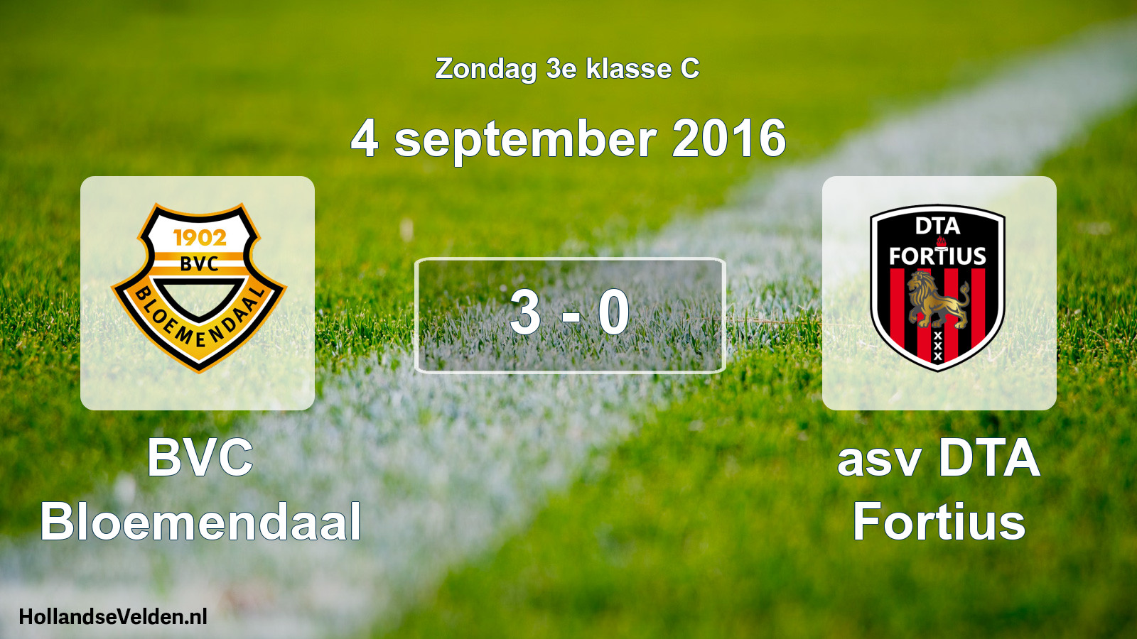 Total number of matches played: BVC Bloemendaal - asv DTA Fortius 3 - 0 (4 September 2016)