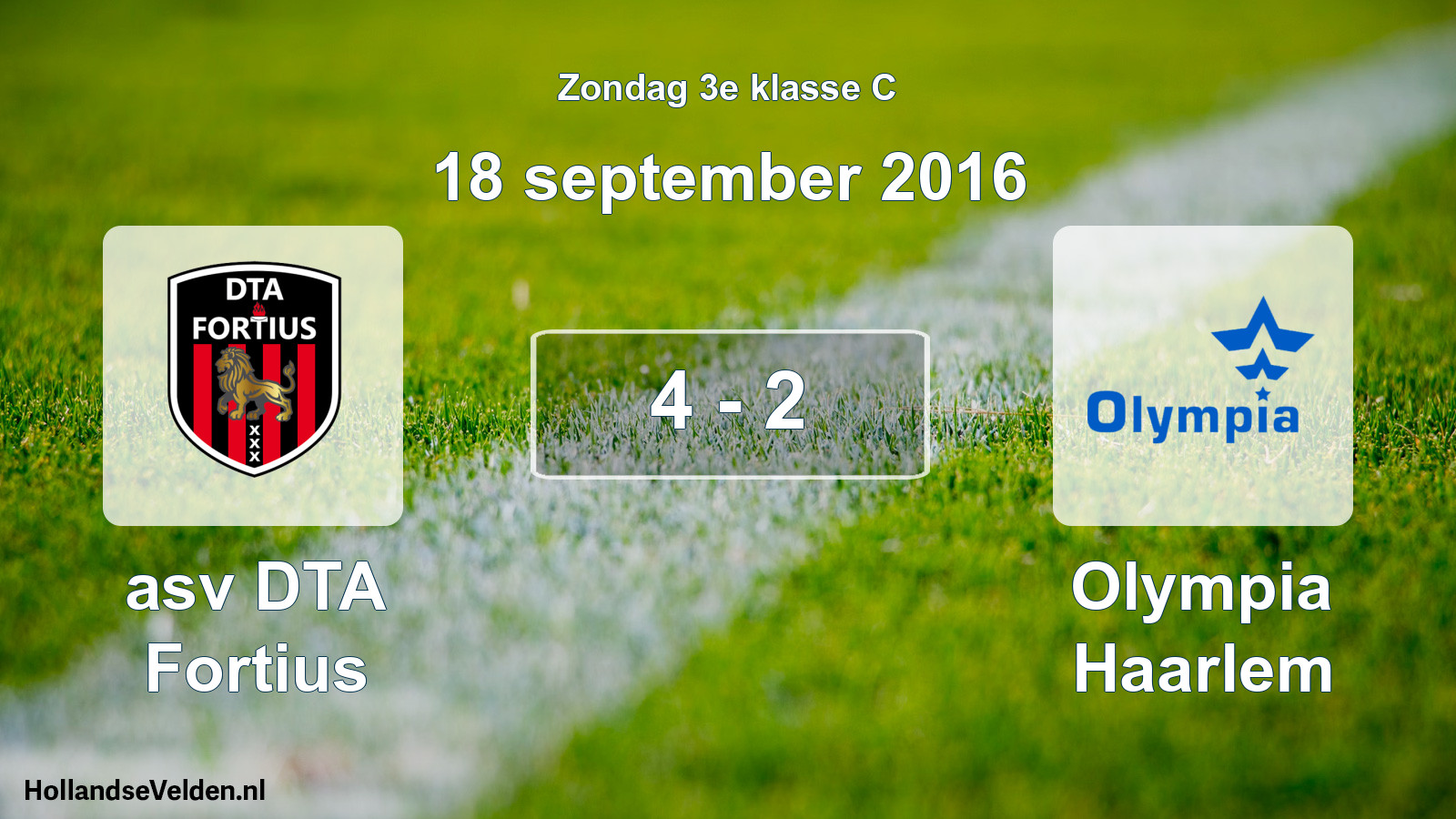 Total number of matches played: asv DTA Fortius - Olympia Haarlem 4 - 2 (18 September 2016)