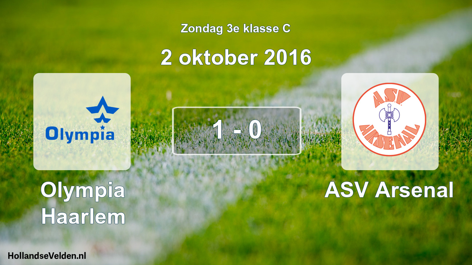 Total number of matches played: Olympia Haarlem - ASV Arsenal 1 - 0 (2 October 2016)