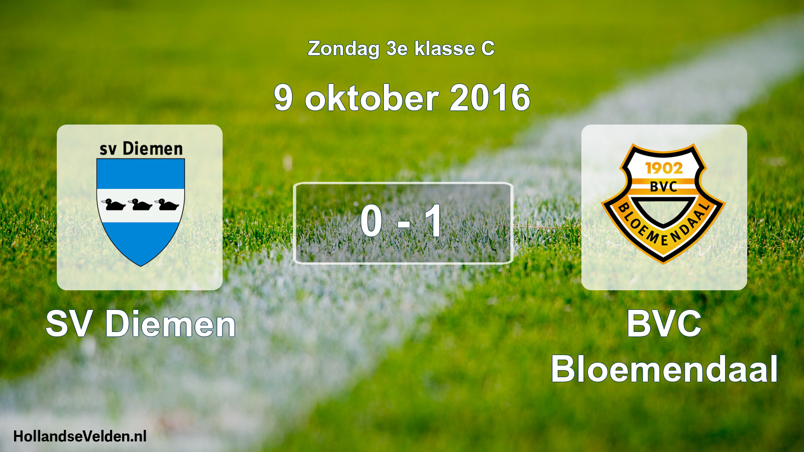 Total number of matches played: SV Diemen - BVC Bloemendaal 0 - 1 (9 October 2016)