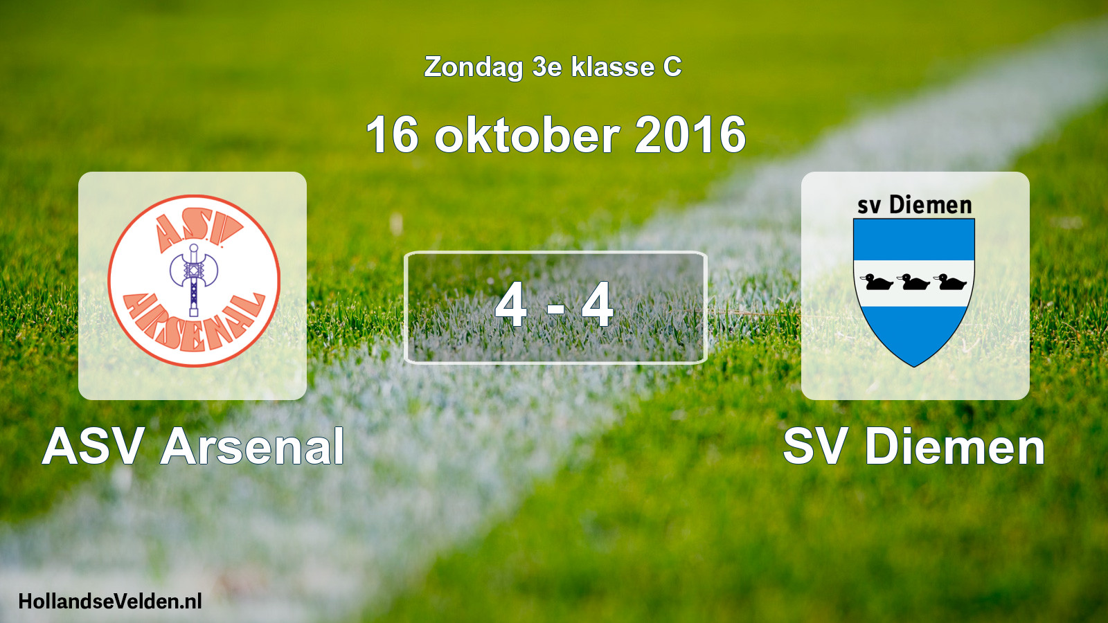 Total number of matches played: ASV Arsenal - SV Diemen 4 - 4 (16 October 2016)