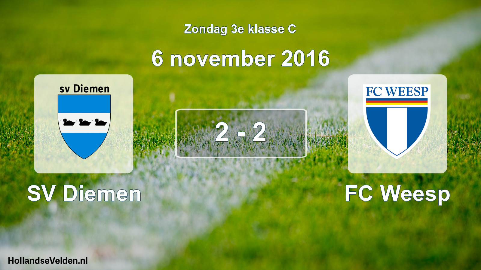 Total number of matches played: SV Diemen - FC Weesp 2 - 2 (6 November 2016)