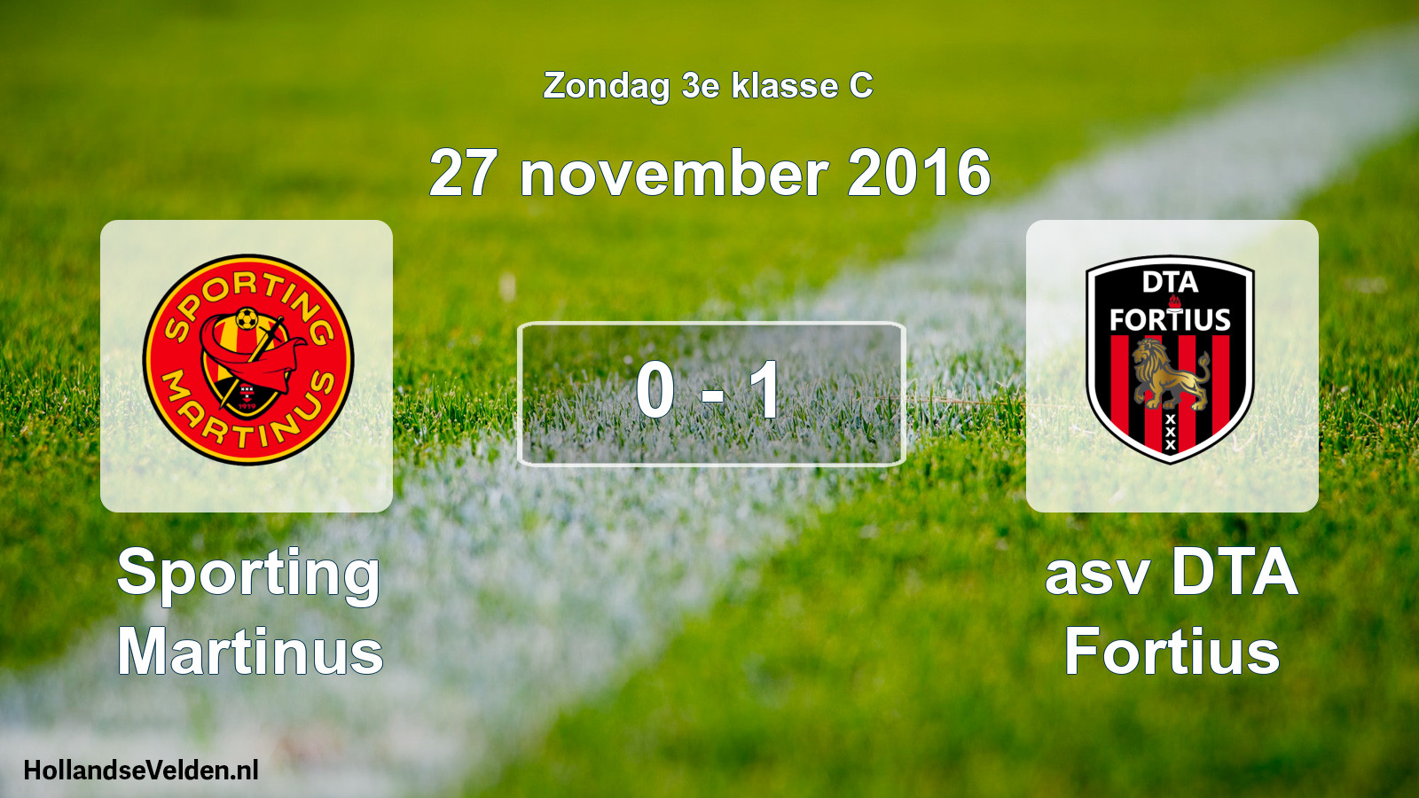 Total number of matches played: Sporting Martinus - asv DTA Fortius 0 - 1 (27 November 2016)