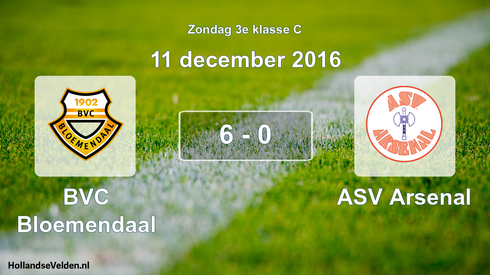 Total number of matches played: BVC Bloemendaal - ASV Arsenal 6 - 0 (11 December 2016)