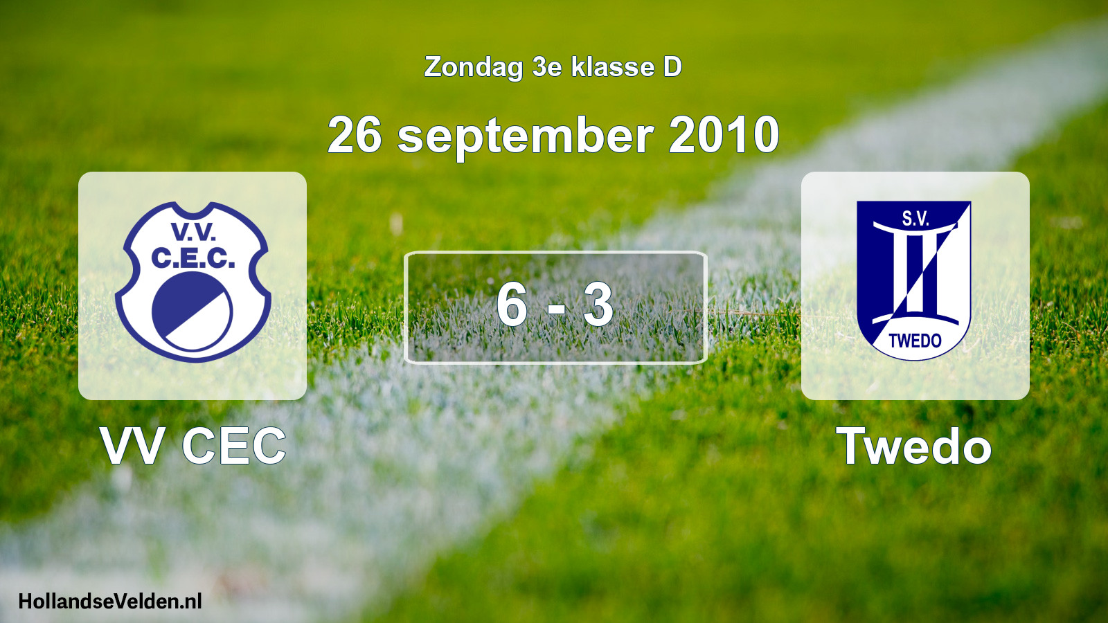Total number of matches played: VV CEC - Twedo 6 - 3 (26 September 2010)