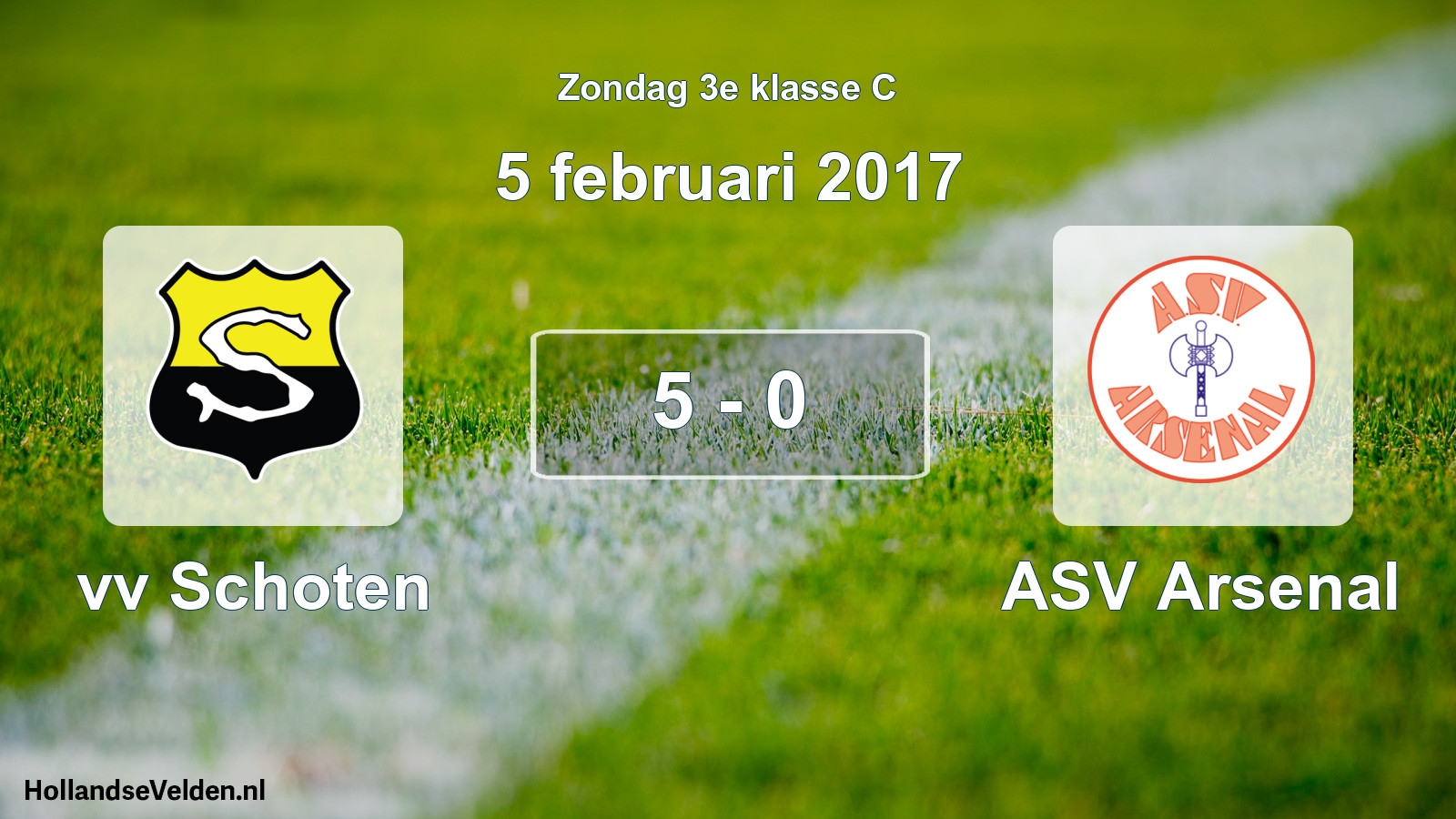 Total number of matches played: vv Schoten - ASV Arsenal 5 - 0 (5 February 2017)