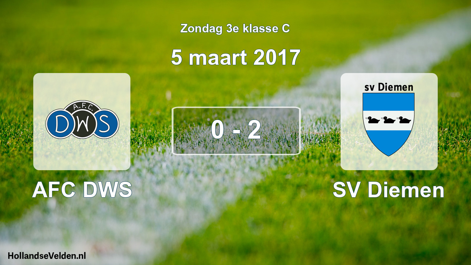 Total number of matches played: AFC DWS - SV Diemen 0 - 2 (5 March 2017)