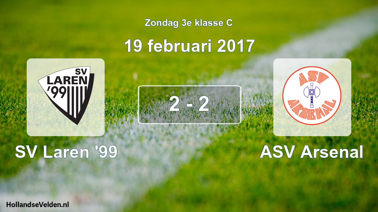 Total number of matches played: SV Laren '99 - ASV Arsenal 2 - 2 (19 February 2017)
