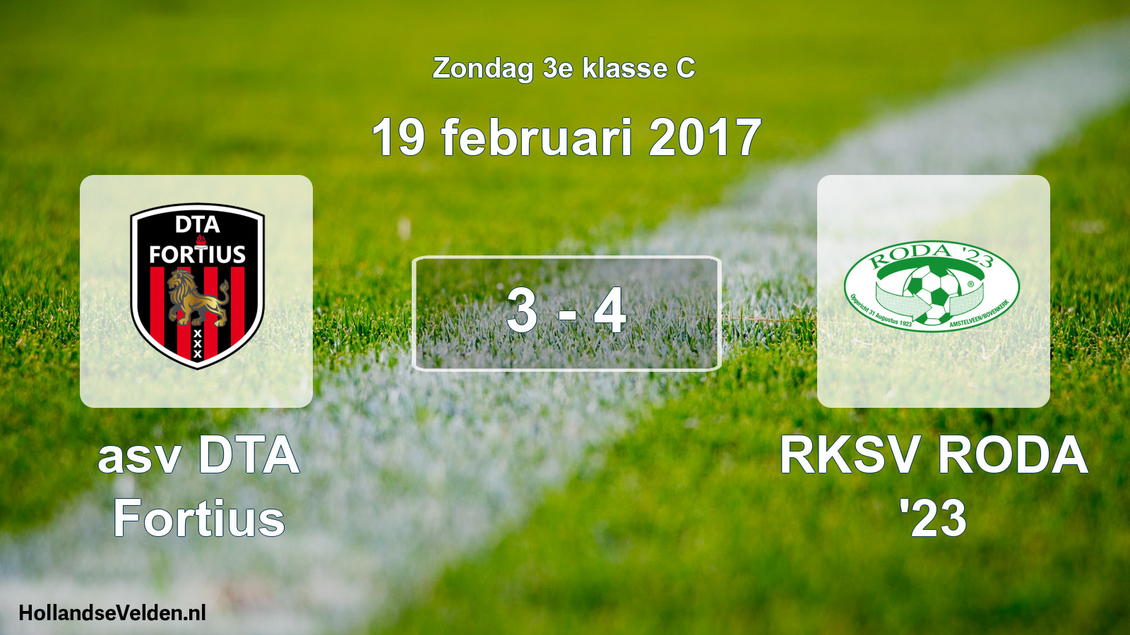Total number of matches played: asv DTA Fortius - RKSV RODA '23 3 - 4 (19 February 2017)