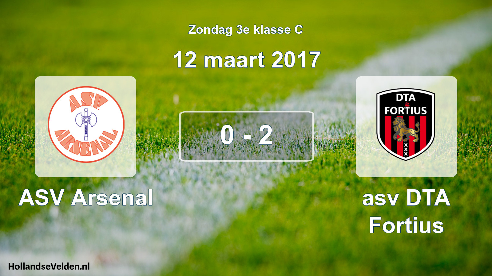 Total number of matches played: ASV Arsenal - asv DTA Fortius 0 - 2 (12 March 2017)