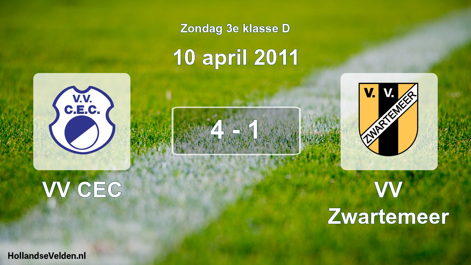 Total number of matches played: VV CEC - VV Zwartemeer 4 - 1 (10 April 2011)