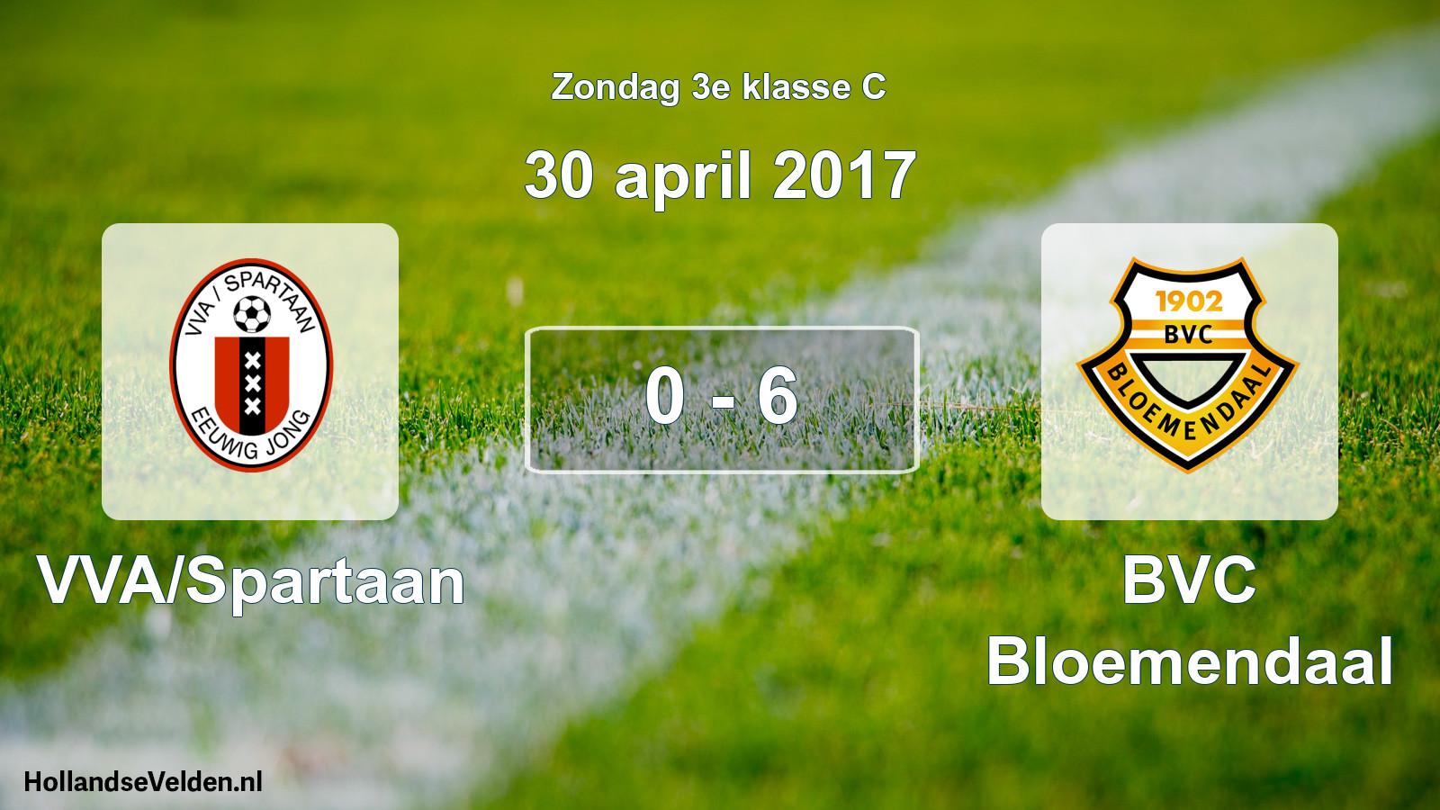 Total number of matches played: VVA/Spartaan - BVC Bloemendaal 0 - 6 (30 April 2017)