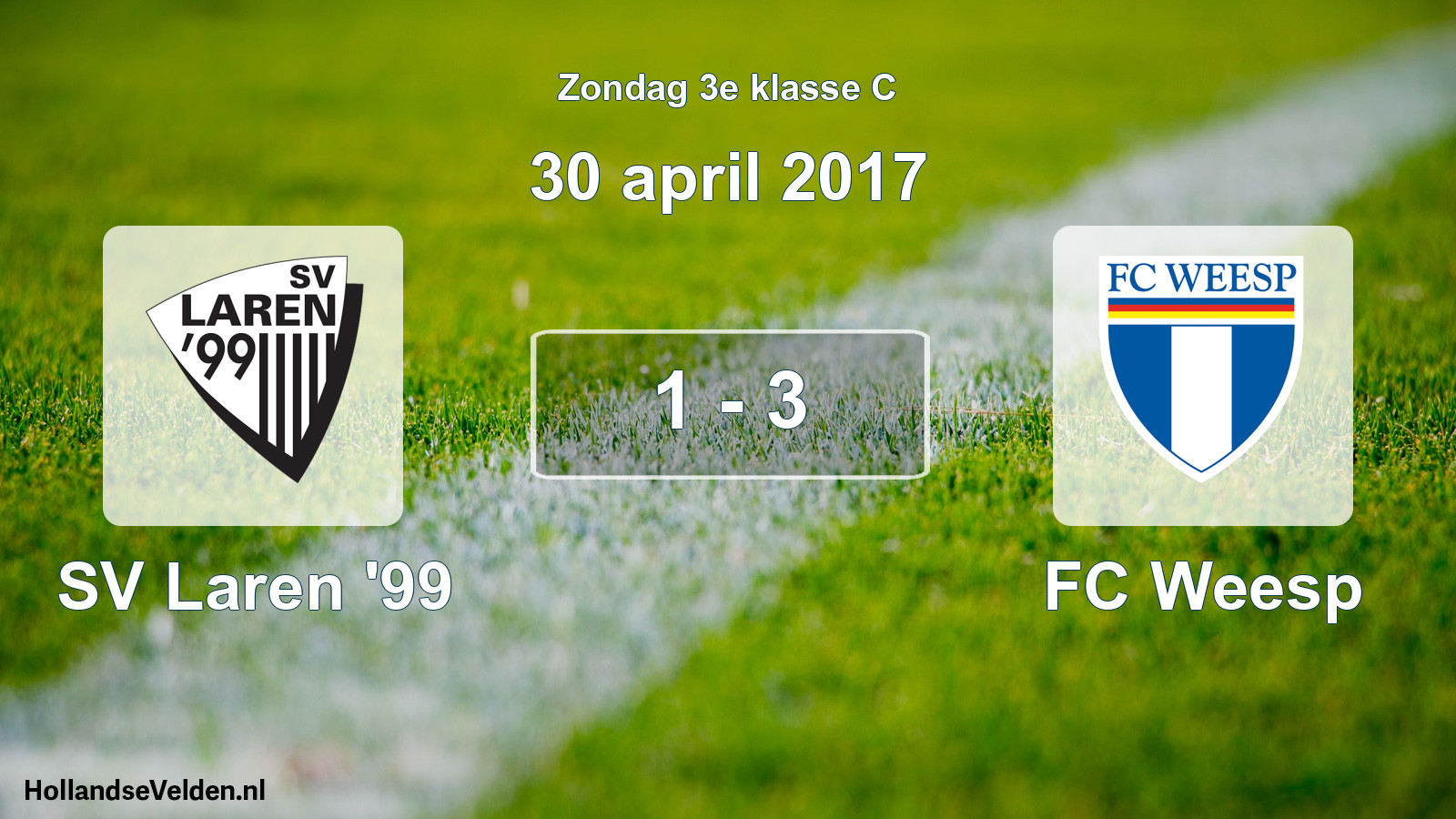 Total number of matches played: SV Laren '99 - FC Weesp 1 - 3 (30 April 2017)