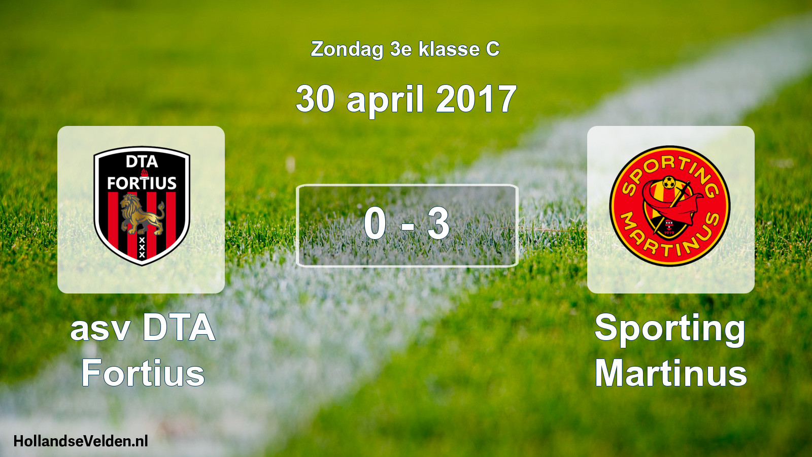 Total number of matches played: asv DTA Fortius - Sporting Martinus 0 - 3 (30 April 2017)