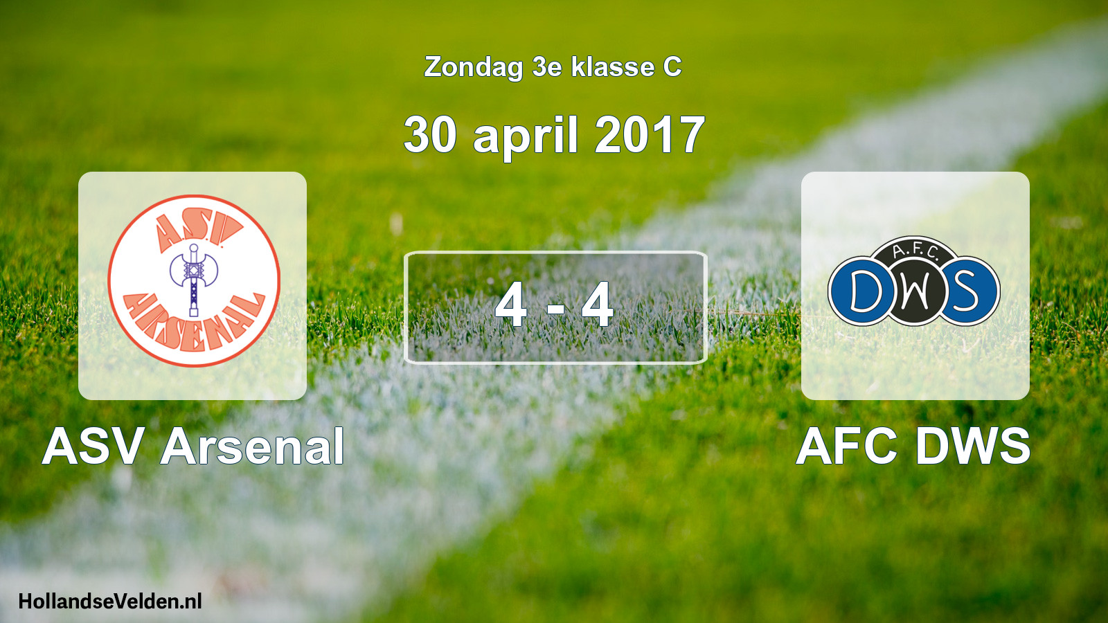 Total number of matches played: ASV Arsenal - AFC DWS 4 - 4 (30 April 2017)