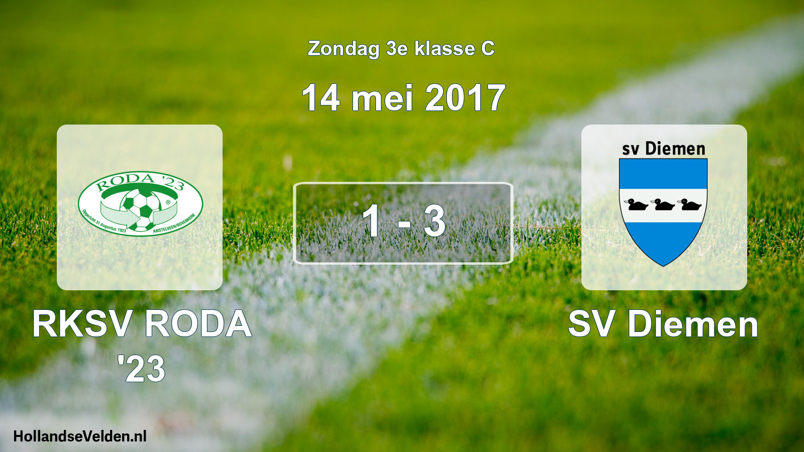 Total number of matches played: RKSV RODA '23 - SV Diemen 1 - 3 (14 May 2017)