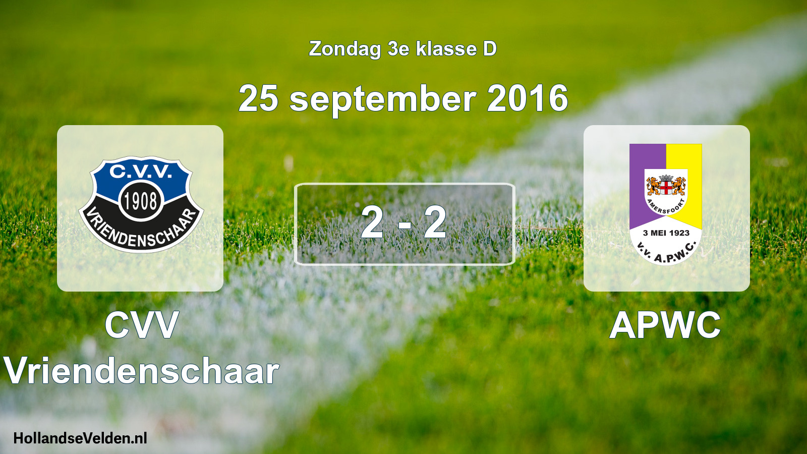 Total number of matches played: CVV Vriendenschaar - APWC 2 - 2 (25 September 2016)