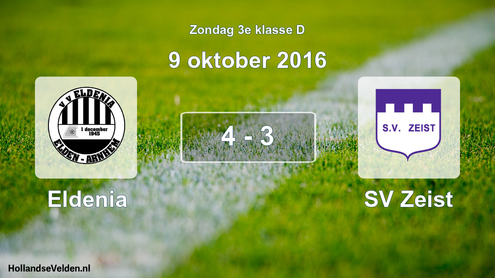 Total number of matches played: Eldenia - SV Zeist 4 - 3 (9 October 2016)
