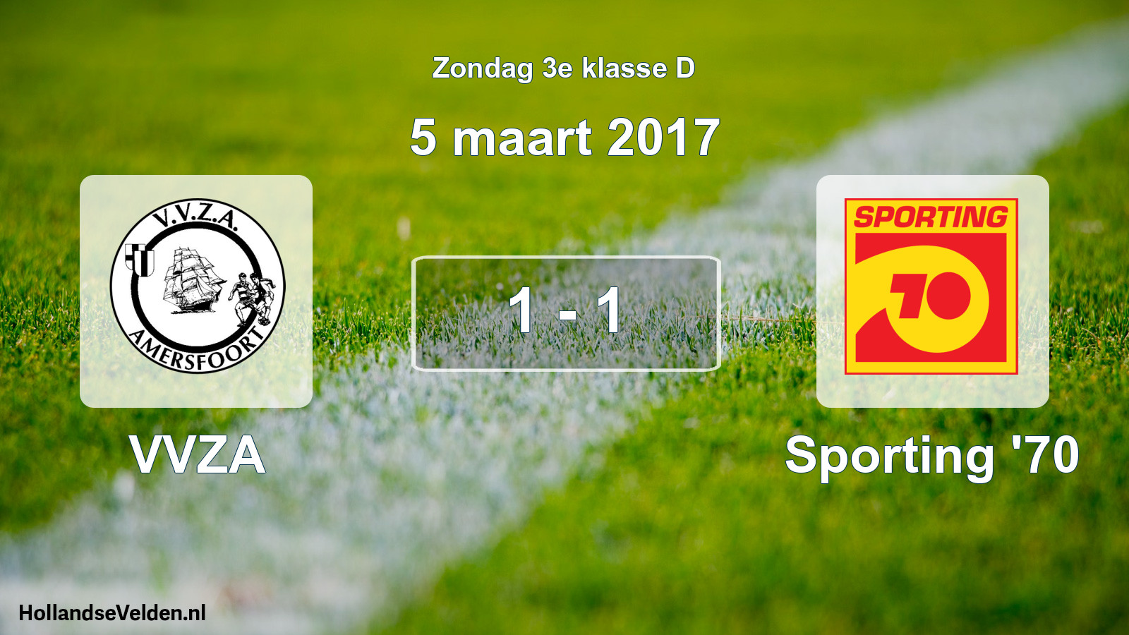 Total number of matches played: VVZA - Sporting '70 1 - 1 (5 March 2017)