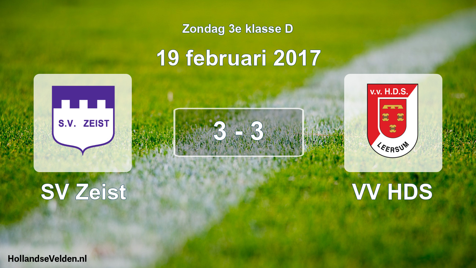Total number of matches played: SV Zeist - VV HDS 3 - 3 (19 February 2017)