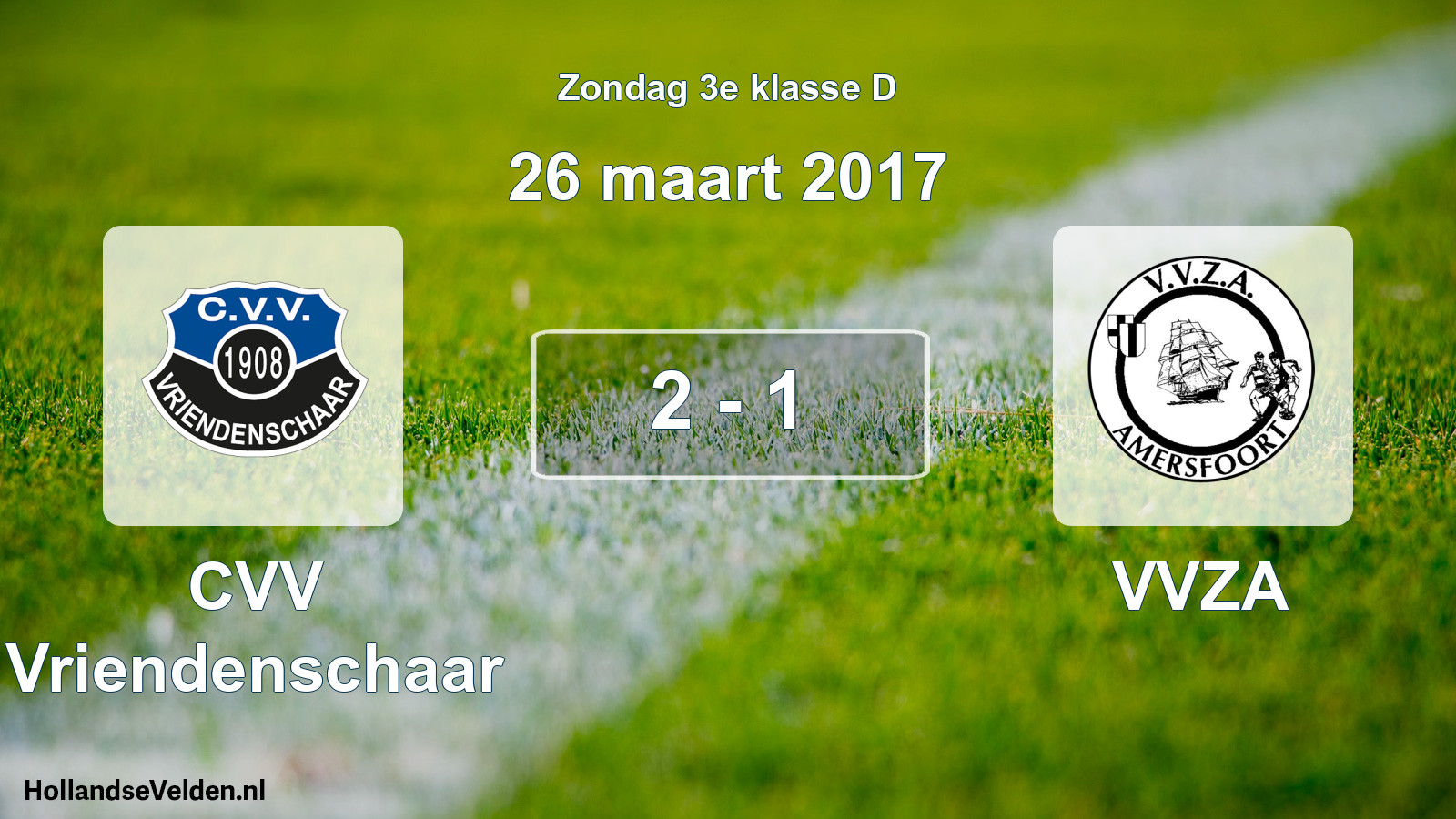 Total number of matches played: CVV Vriendenschaar - VVZA 2 - 1 (26 March 2017)