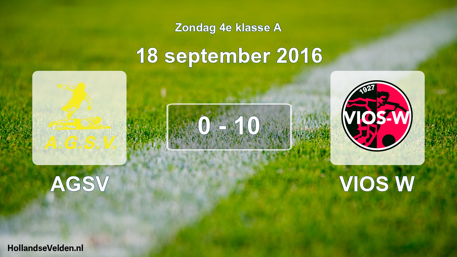 Total number of matches played: AGSV - VIOS W 0 - 10 (18 September 2016)