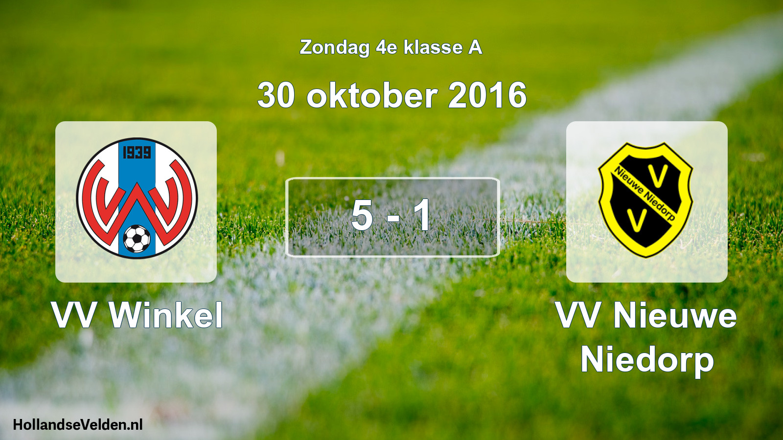 Total number of matches played: VV Winkel - VV Nieuwe Niedorp 5 - 1 (30 October 2016)