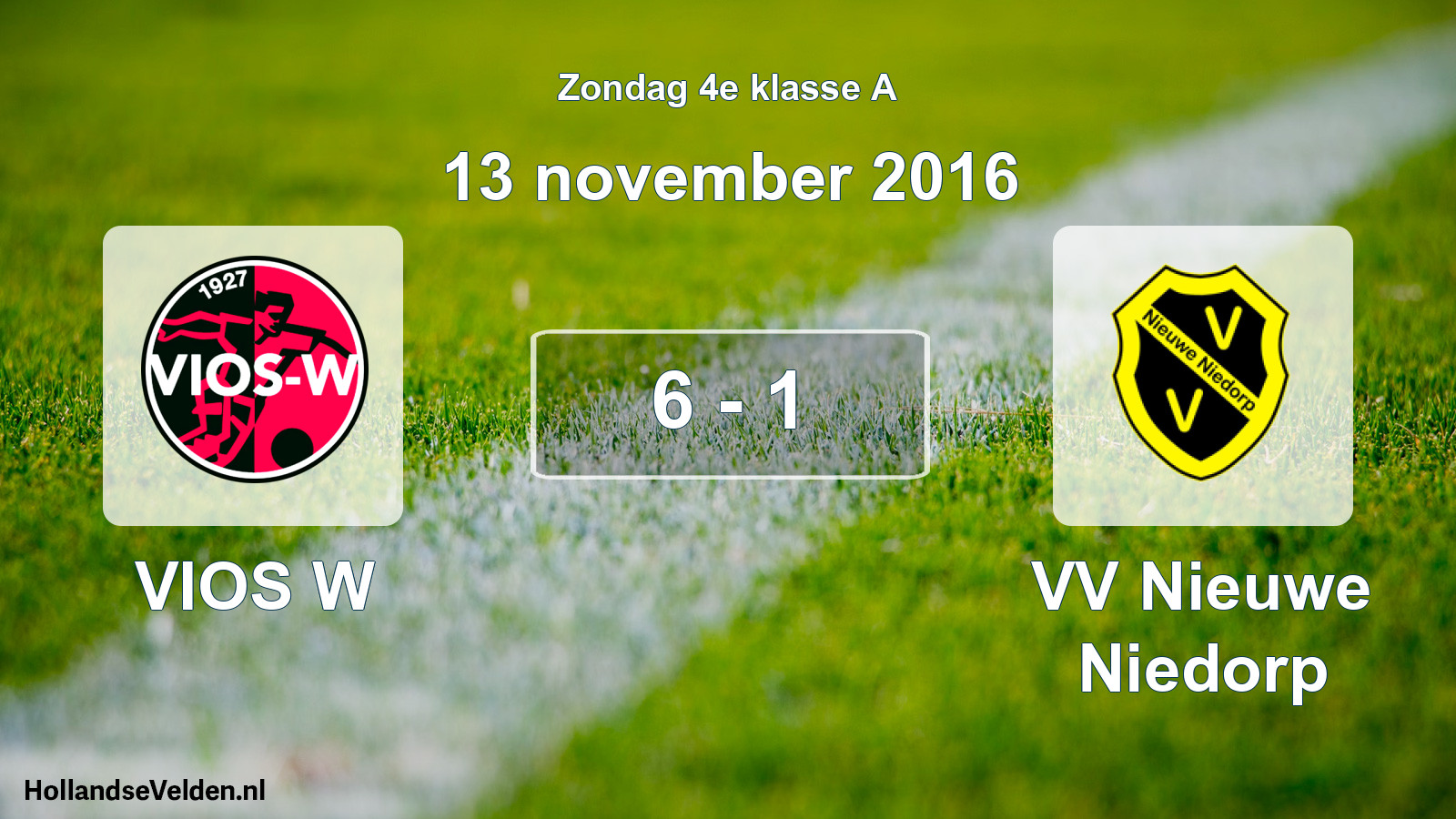 Total number of matches played: VIOS W - VV Nieuwe Niedorp 6 - 1 (13 November 2016)