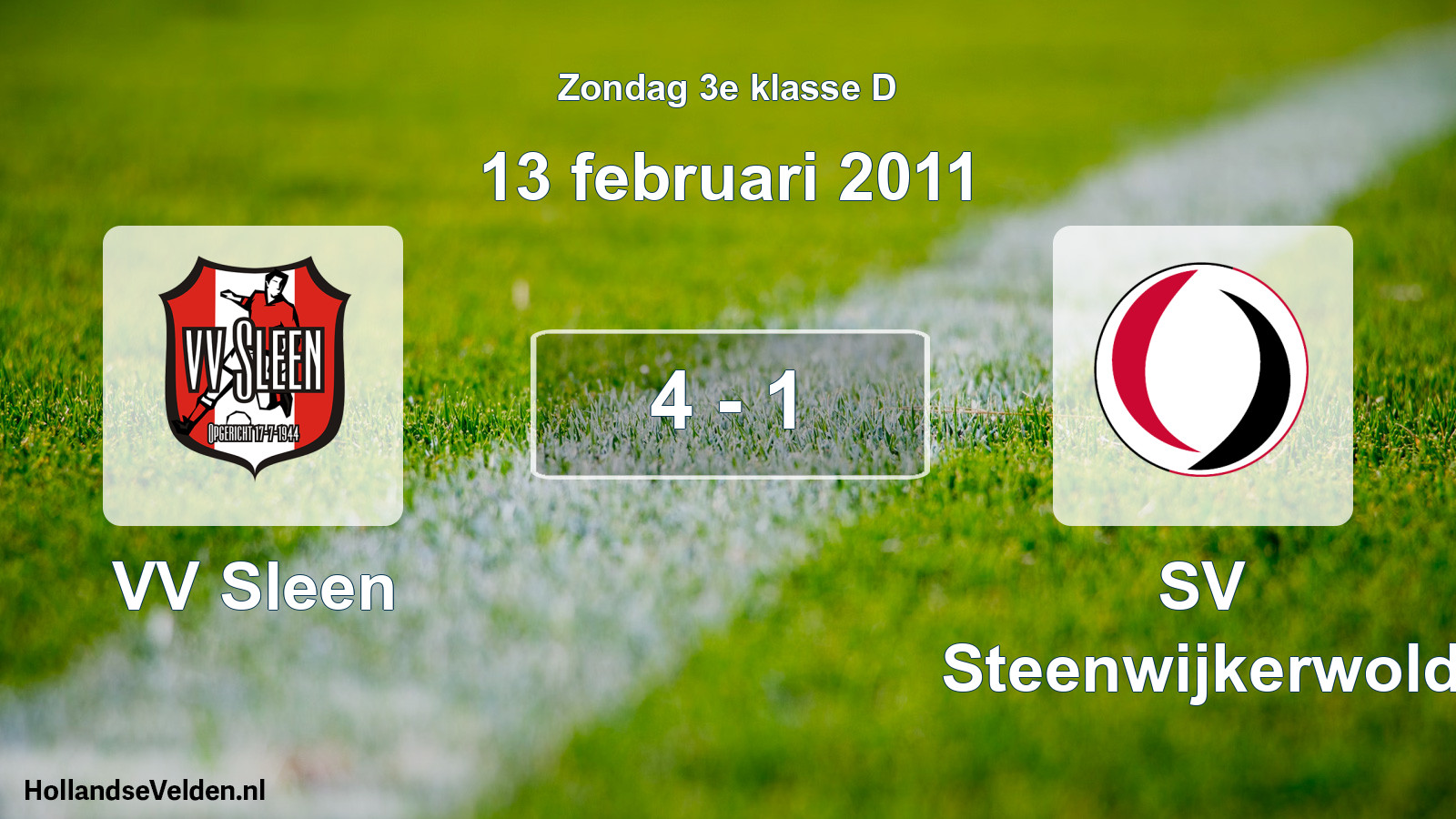 Total number of matches played: VV Sleen - SV Steenwijkerwold 4 - 1 (13 February 2011)