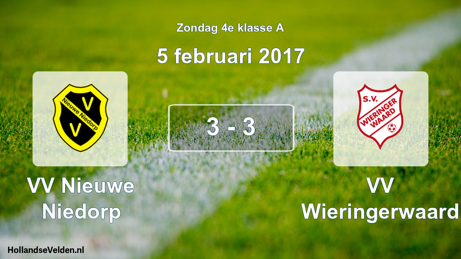Total number of matches played: VV Nieuwe Niedorp - VV Wieringerwaard 3 - 3 (5 February 2017)
