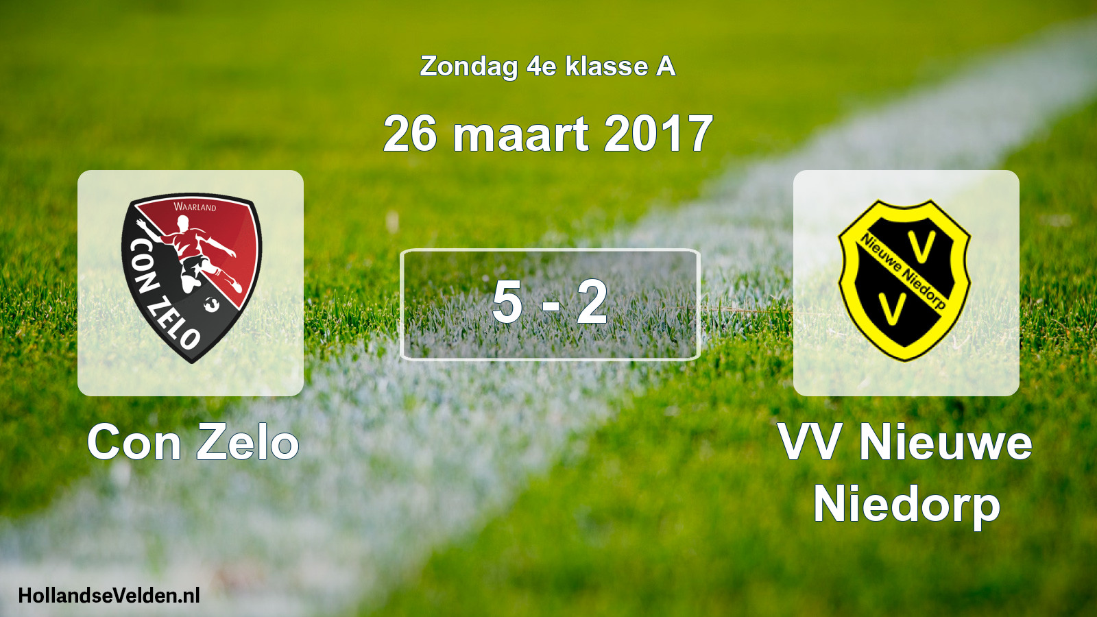 Total number of matches played: Con Zelo - VV Nieuwe Niedorp 5 - 2 (26 March 2017)