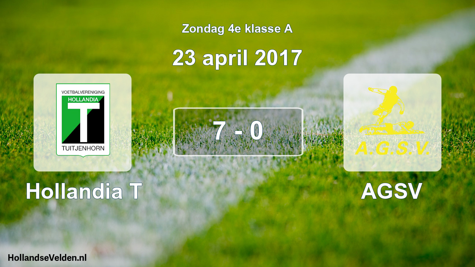 Total number of matches played: Hollandia T - AGSV 7 - 0 (23 April 2017)