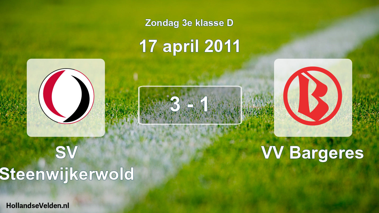 Total number of matches played: SV Steenwijkerwold - VV Bargeres 3 - 1 (17 April 2011)