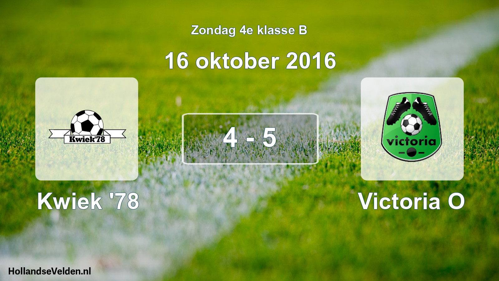 Total number of matches played: Kwiek '78 - Victoria O 4 - 5 (16 October 2016)