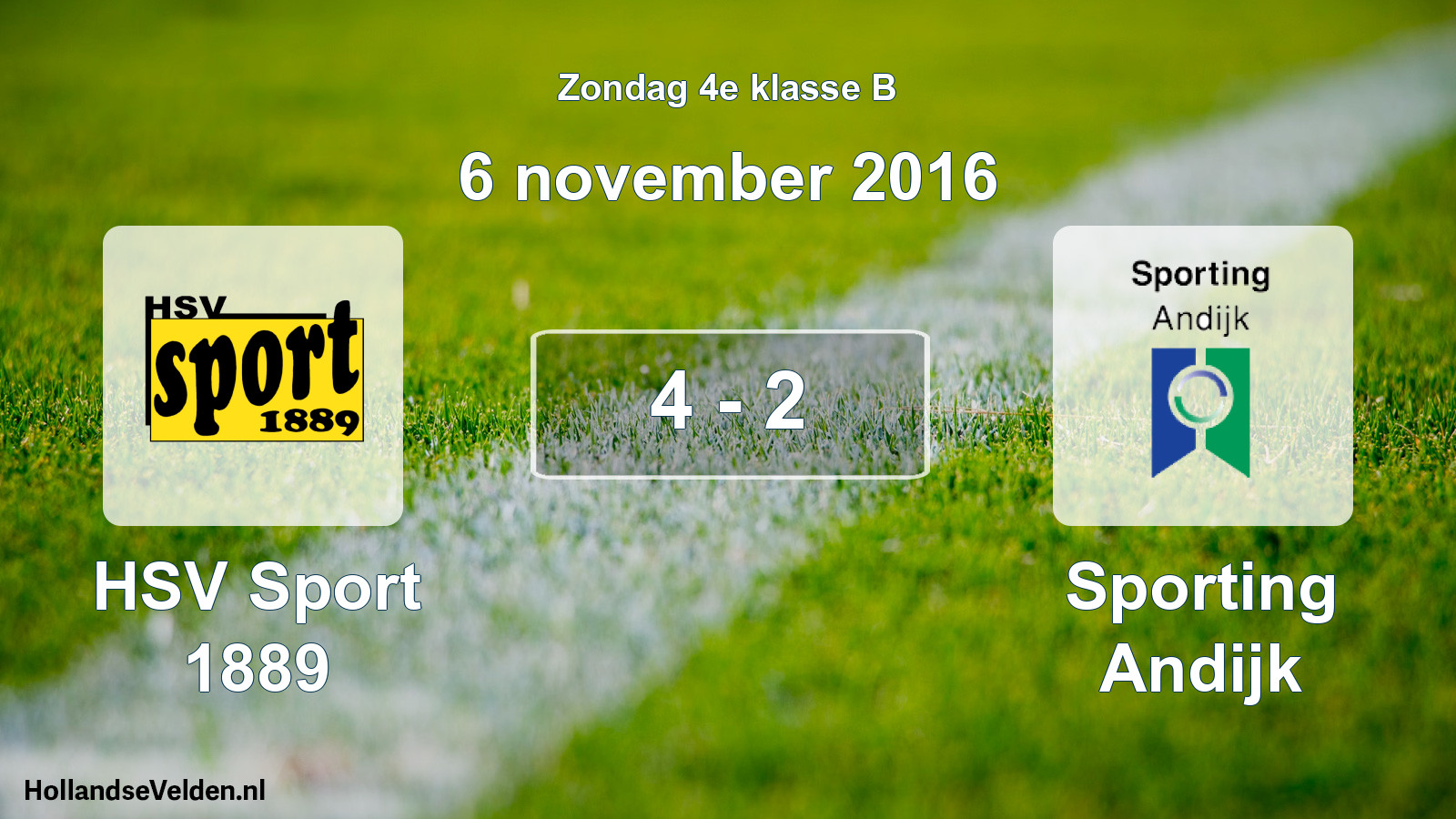 Total number of matches played: HSV Sport 1889 - Sporting Andijk 4 - 2 (6 November 2016)