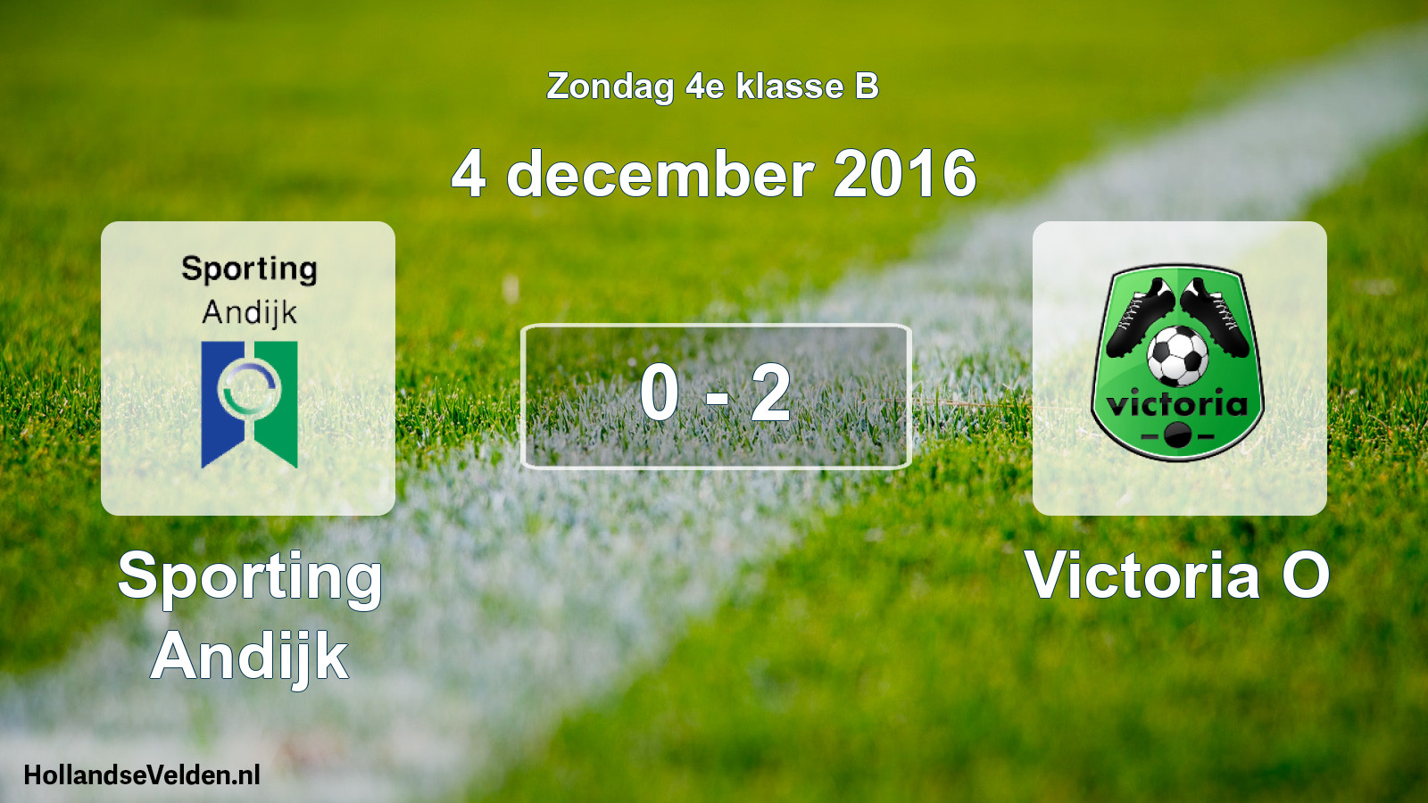 Total number of matches played: Sporting Andijk - Victoria O 0 - 2 (4 December 2016)