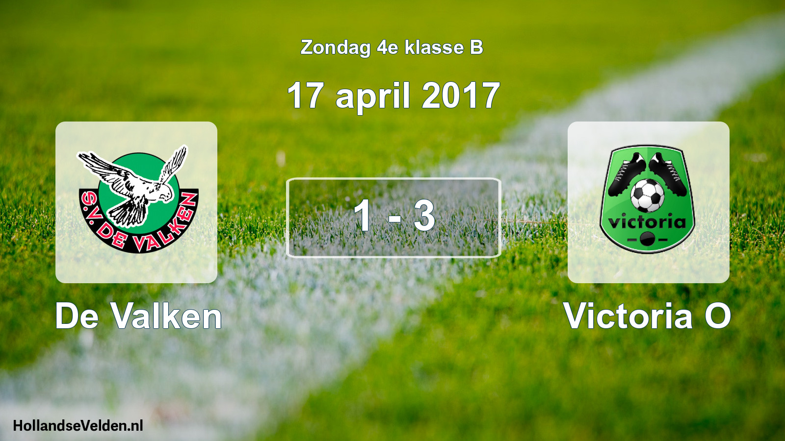 Total number of matches played: De Valken - Victoria O 1 - 3 (17 April 2017)
