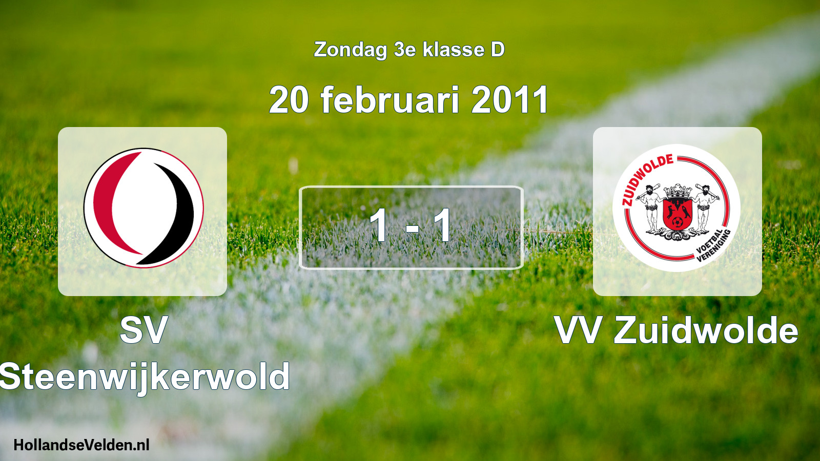 Total number of matches played: SV Steenwijkerwold - VV Zuidwolde 1 - 1 (20 February 2011)