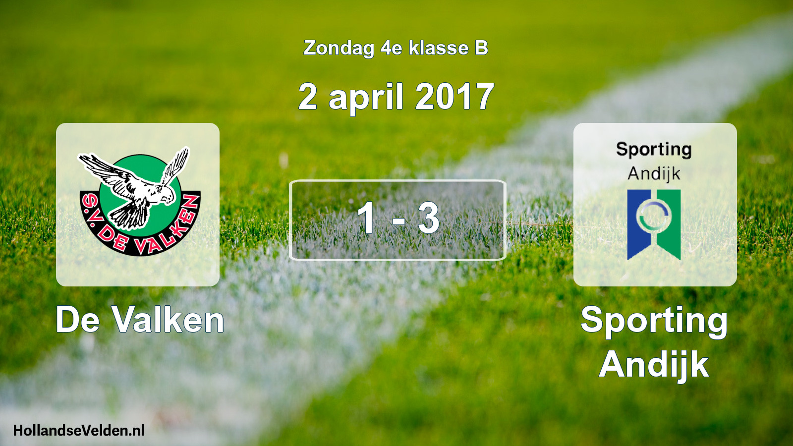 Total number of matches played: De Valken - Sporting Andijk 1 - 3 (2 April 2017)