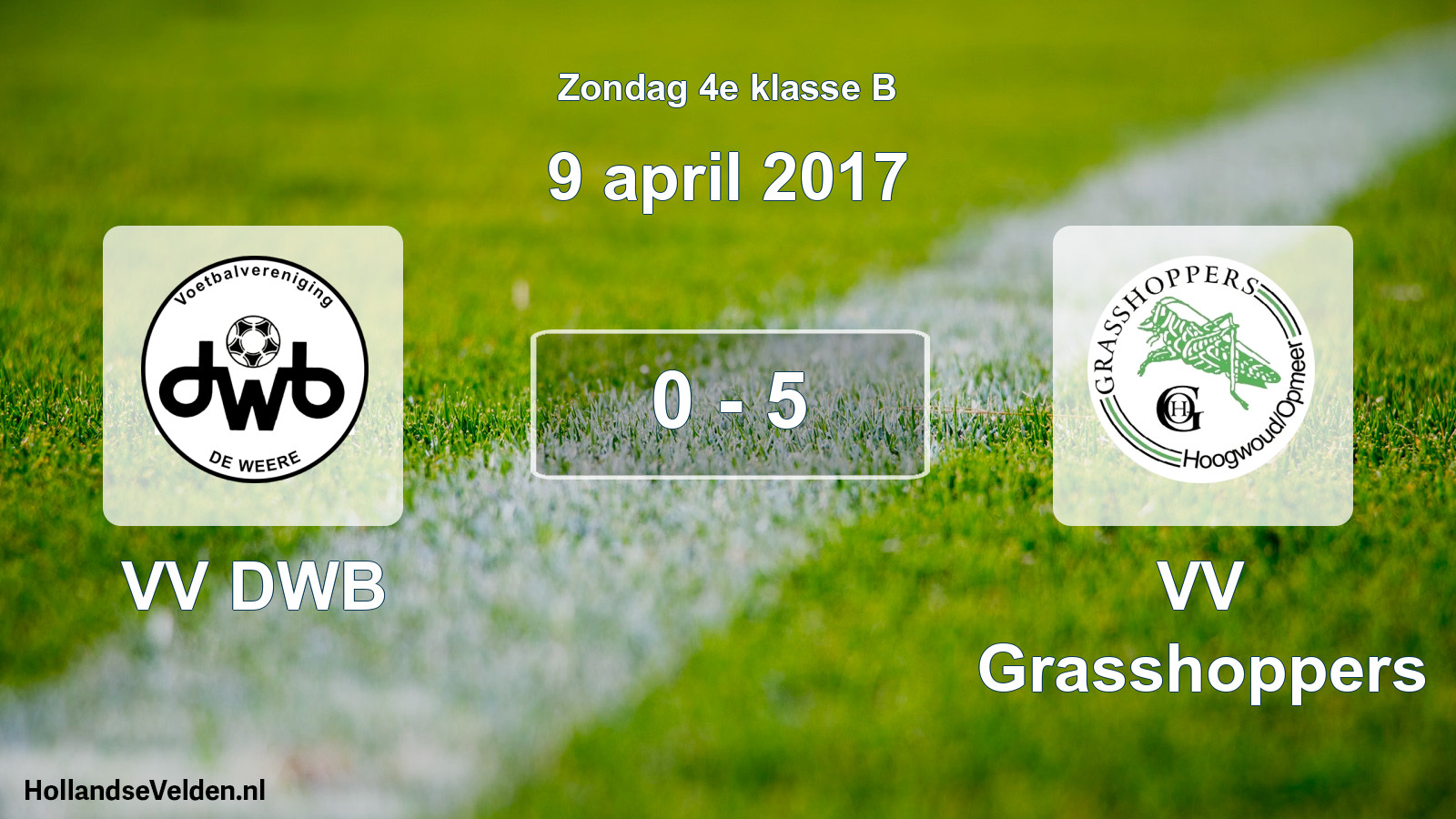 Total number of matches played: VV DWB - VV Grasshoppers 0 - 5 (9 April 2017)
