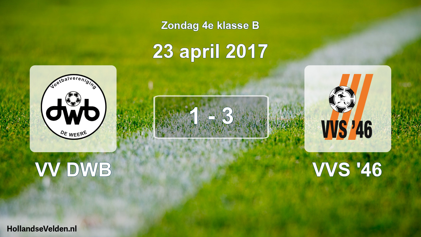 Total number of matches played: VV DWB - VVS '46 1 - 3 (23 April 2017)