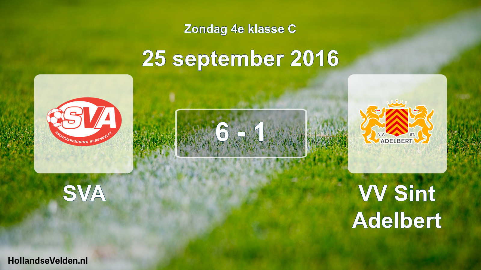 Total number of matches played: SVA - VV Sint Adelbert 6 - 1 (25 September 2016)