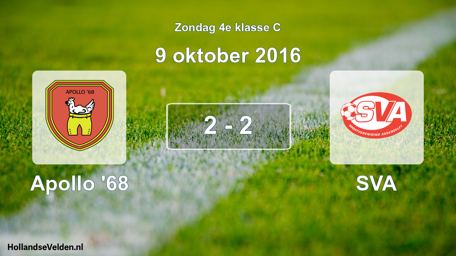Total number of matches played: Apollo '68 - SVA 2 - 2 (9 October 2016)