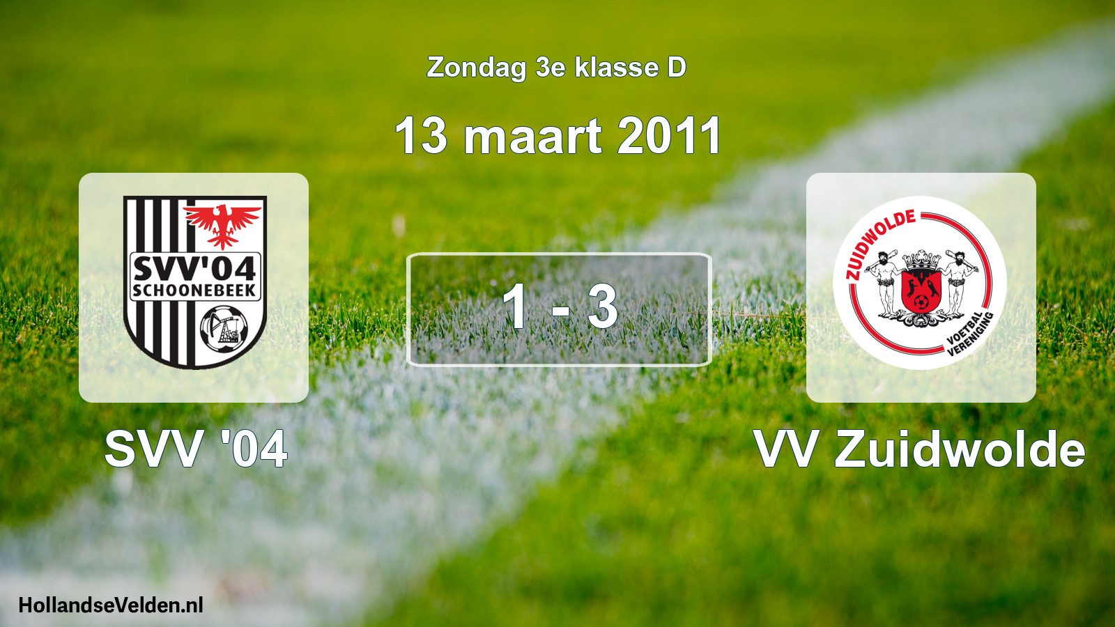 Total number of matches played: SVV '04 - VV Zuidwolde 1 - 3 (13 March 2011)