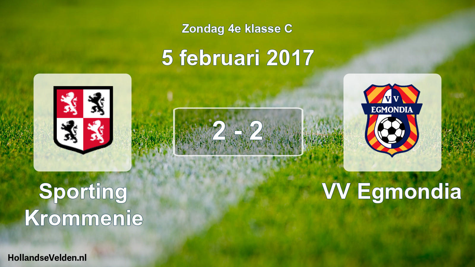 Total number of matches played: Sporting Krommenie - VV Egmondia 2 - 2 (5 February 2017)