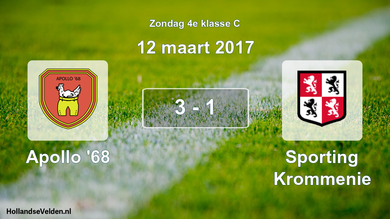 Total number of matches played: Apollo '68 - Sporting Krommenie 3 - 1 (12 March 2017)