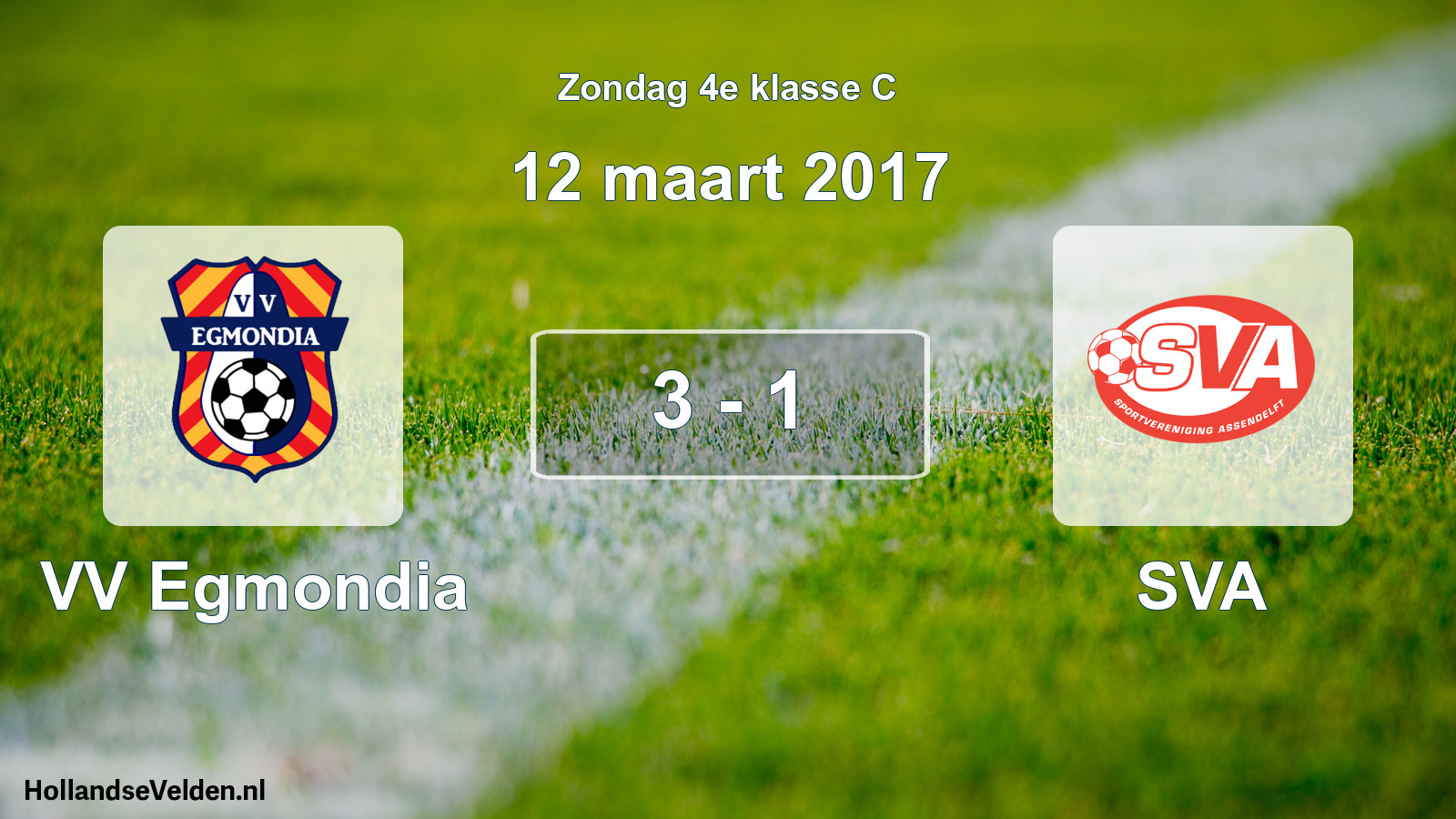 Total number of matches played: VV Egmondia - SVA 3 - 1 (12 March 2017)