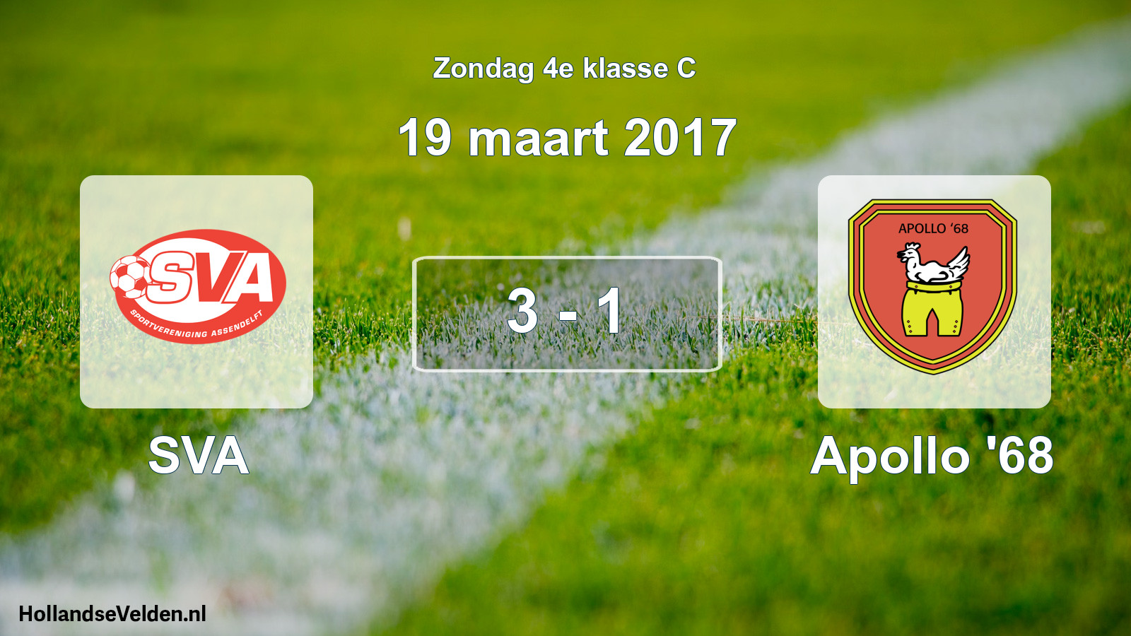 Total number of matches played: SVA - Apollo '68 3 - 1 (19 March 2017)